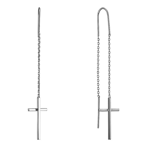 

UVI JEWELLERY Серебристые серьги протяжки Кресты, Серебристые серьги протяжки Кресты