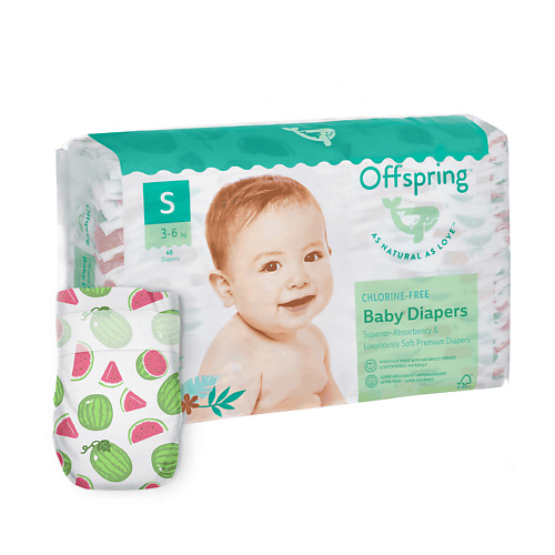 

OFFSPRING Подгузники, S 3-7 кг Арбузы 48.0, Подгузники, S 3-7 кг Арбузы