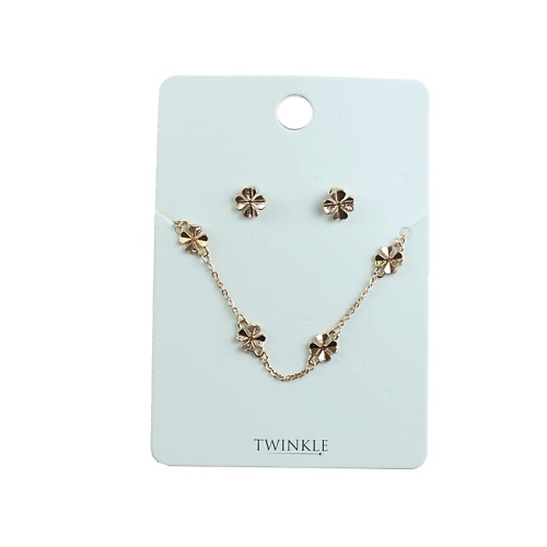 

TWINKLE Набор серьги + браслет Clover Gold, Набор серьги + браслет Clover Gold