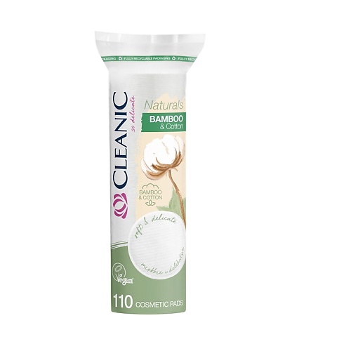 

CLEANIC Ватные диски Naturals Cotton&Bamboo с веревочкой 110, Ватные диски Naturals Cotton&Bamboo с веревочкой
