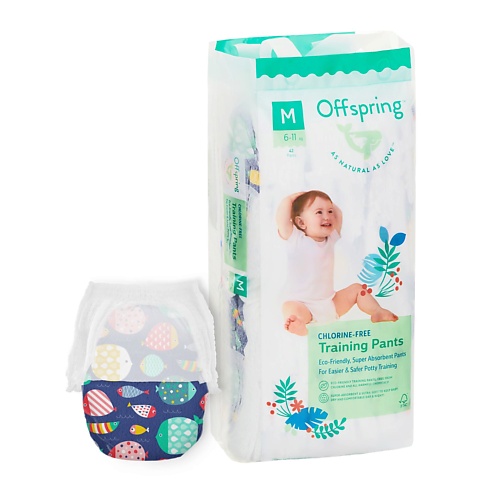  OFFSPRING Трусики-подгузники, M 6-11 кг Рыбки 42.0