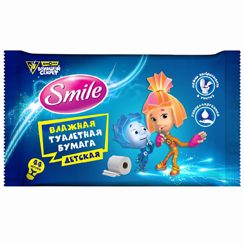 

SMILE WONDERLAND Влажная туалетная бумага Фиксики 44, Влажная туалетная бумага Фиксики