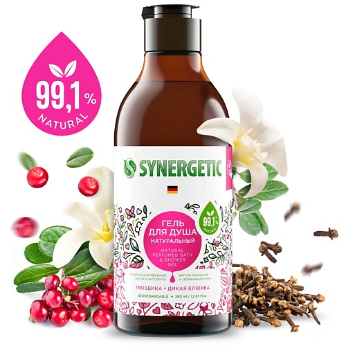 

SYNERGETIC Натуральный биоразлагаемый гель для душа Гвоздика и дикая клюква 380.0, Натуральный биоразлагаемый гель для душа Гвоздика и дикая клюква