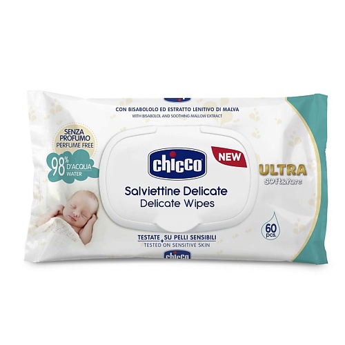 

CHICCO Влажные Очищающие салфетки с клапаном 60, Влажные Очищающие салфетки с клапаном