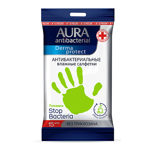 Уход за телом  Летуаль AURA Derma Protect Влажные салфетки антибактериальные АЛОЭ 15.0