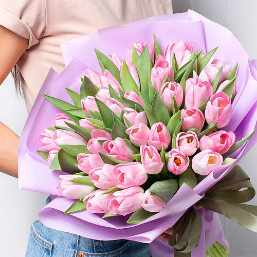 

ЛЭТУАЛЬ FLOWERS Букет из розовых тюльпанов 51 шт., Букет из розовых тюльпанов 51 шт.