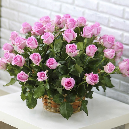 

FLORPRO 51 розовая роза в корзине, 51 розовая роза в корзине