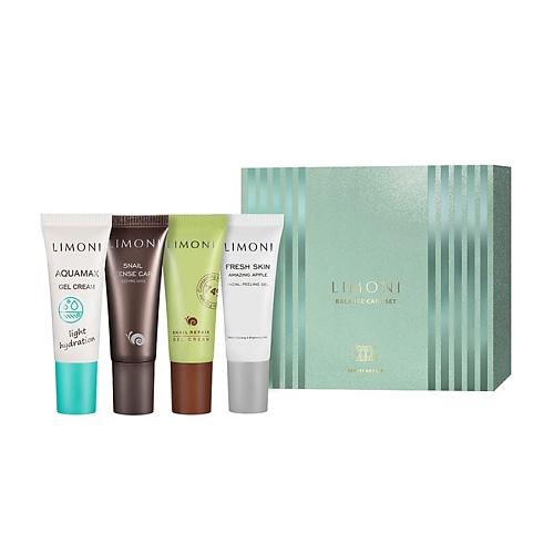  LIMONI Дорожный набор для ухода за лицом: Aquamax Gel+Sleeping Mask+ Gel Cream+Peeling Gel