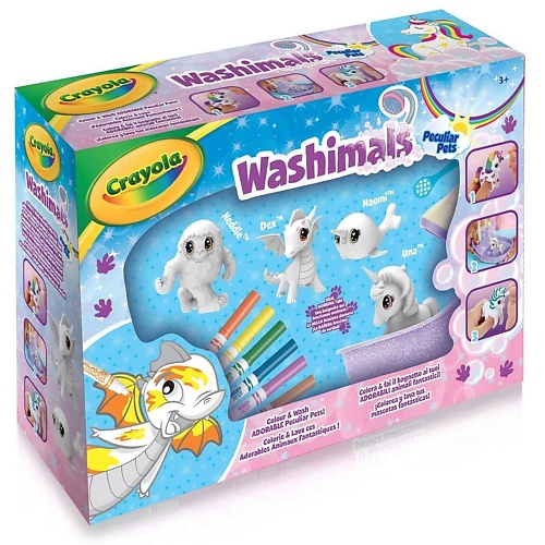 

CRAYOLA Игровой набор Washimals: Фигурки для раскрашивания, смываемые фломастеры, ванночка 12.0, Игровой набор Washimals: Фигурки для раскрашивания, смываемые фломастеры, ванночка