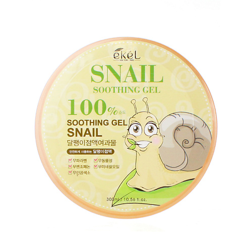 фото Ekel гель для лица и тела с муцином улитки увлажняющий успокаивающий soothing gel snail 300.0