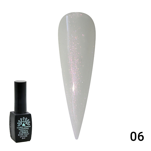 

GLOBAL FASHION Каучуковая база для гель лака молочная с шиммером, Rubber Base Coat French 01, Каучуковая база для гель лака молочная с шиммером, Rubber Base Coat French 01