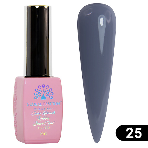 фото Global fashion каучуковая цветная база для гель-лака rubber color base coat