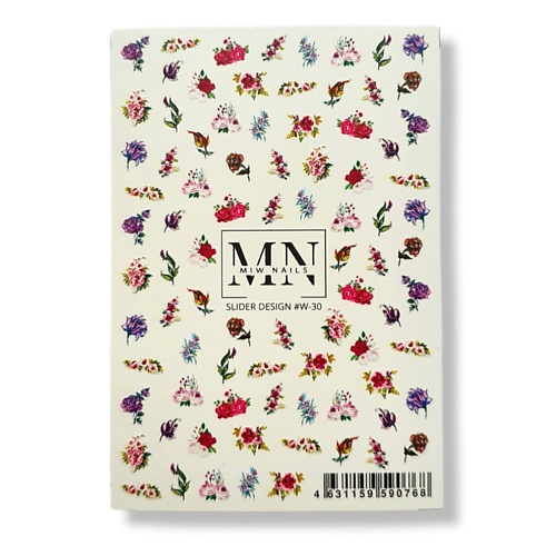 

MIW NAILS Слайдер дизайн для ногтей на любой фон W-30, Слайдер дизайн для ногтей на любой фон W-30