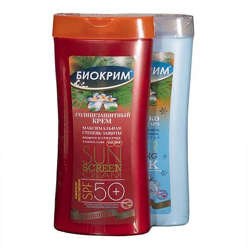 

БИОКРИМ Набор Солнцезащитный крем SPF 50+ + Молочко после загара, Набор Солнцезащитный крем SPF 50+ + Молочко после загара