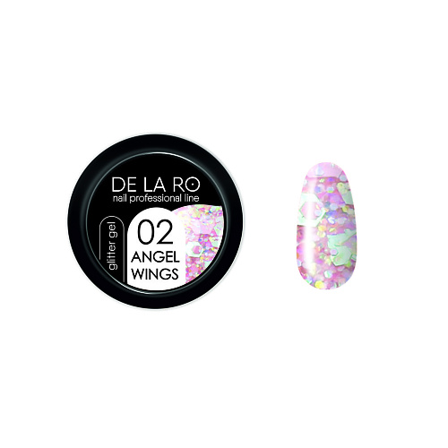

DE LA RO Глиттер гель для ногтей Angel Wings, Глиттер гель для ногтей Angel Wings