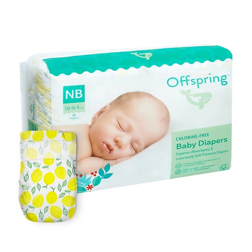 

OFFSPRING Подгузники, NB 2-4 кг Лимоны 56.0, Подгузники, NB 2-4 кг Лимоны