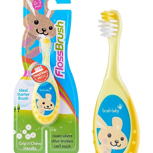 

BRUSH-BABY Зубная щетка FlossBrush 0-3 года, Зубная щетка FlossBrush 0-3 года