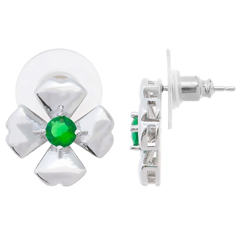 

LJ Серьги с зеленым фианитом "Клевер 4 листа", Серьги с зеленым фианитом "Клевер 4 листа"