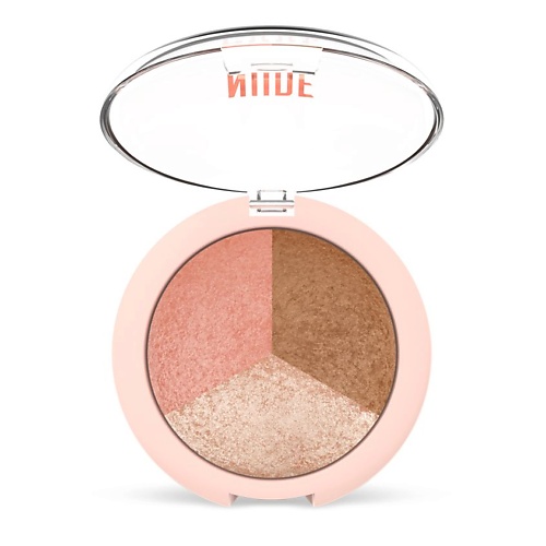 Палетки для лица  Летуаль GOLDEN ROSE Пудра запеченная трио NUDE LOOK BAKED TRIO FACE POWDER