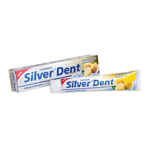 

MODUM Паста зубная SILVER DENT Экстра отбеливание с лимоном 100, Паста зубная SILVER DENT Экстра отбеливание с лимоном