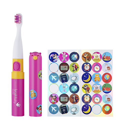 

BRUSH-BABY Детская электрическая зубная щетка Go-Kidz, от 3-х лет с наклейками, Детская электрическая зубная щетка Go-Kidz, от 3-х лет с наклейками