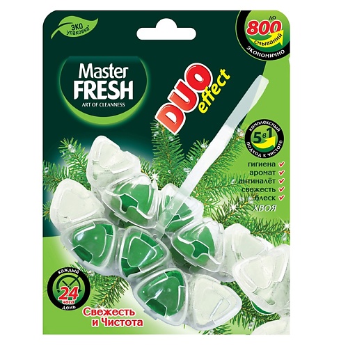 

MASTER FRESH Подвесной блок для унитаза Duo effect 5 в 1, хвоя 2.0, Подвесной блок для унитаза Duo effect 5 в 1, хвоя