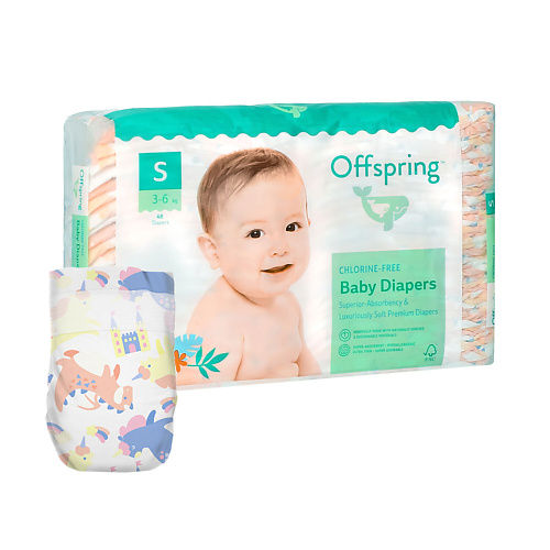

OFFSPRING Подгузники, S 3-7 кг Единороги 48.0, Подгузники, S 3-7 кг Единороги