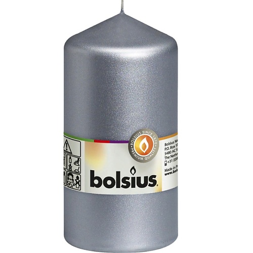 

BOLSIUS Свеча столбик Classic серебряная 360, Свеча столбик Classic серебряная