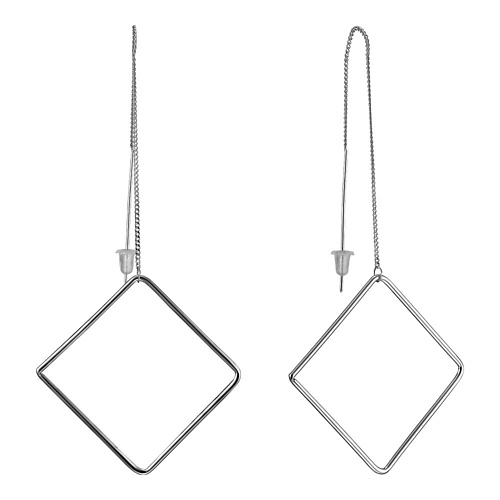 Серьги UVI JEWELLERY Серебристые серьги протяжки Квадраты
