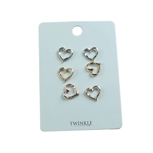 

TWINKLE Серьги Hearts, набор: 3 пары, Серьги Hearts, набор: 3 пары
