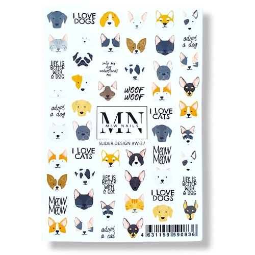 

MIW NAILS Слайдер дизайн для ногтей кошки собаки, Слайдер дизайн для ногтей кошки собаки