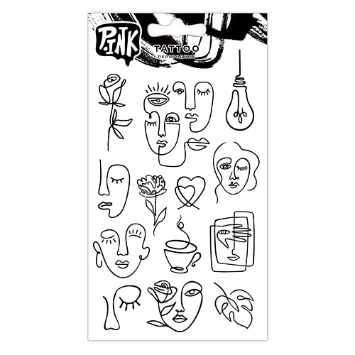 

P.INK Наклейки-тату переводные Лайн арт, Наклейки-тату переводные Лайн арт