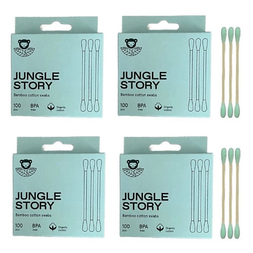 

JUNGLE STORY Ватные палочки с зелёным ультра мягким хлопком 400.0, Ватные палочки с зелёным ультра мягким хлопком