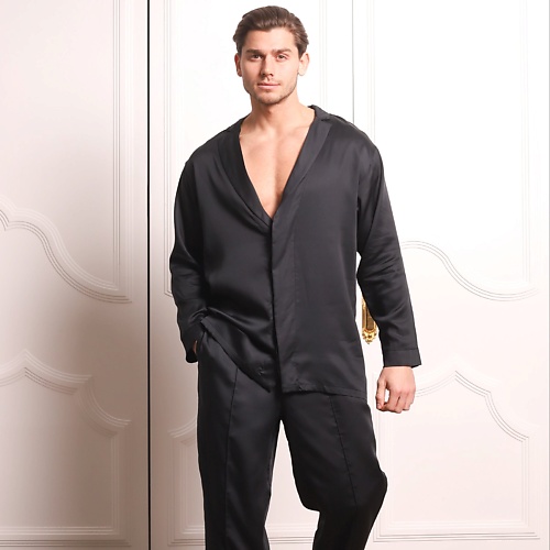 

FATLAN Пижама костюмного типа: Рубашка + Брюки "Black" UNISEX, Пижама костюмного типа: Рубашка + Брюки "Black" UNISEX