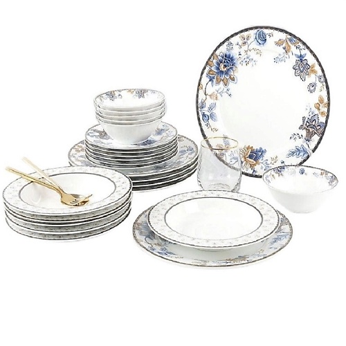 

ARYA HOME COLLECTION Набор Столовой Посуды Elegant из фарфора Flora, Набор Столовой Посуды Elegant из фарфора Flora