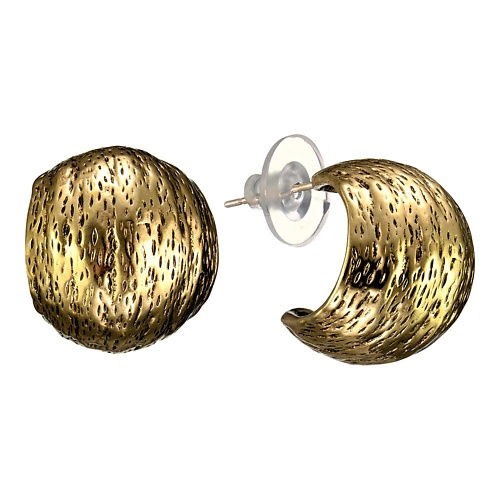 

UVI JEWELLERY Объемные серьги полуконго золотистые с чернением, Объемные серьги полуконго золотистые с чернением
