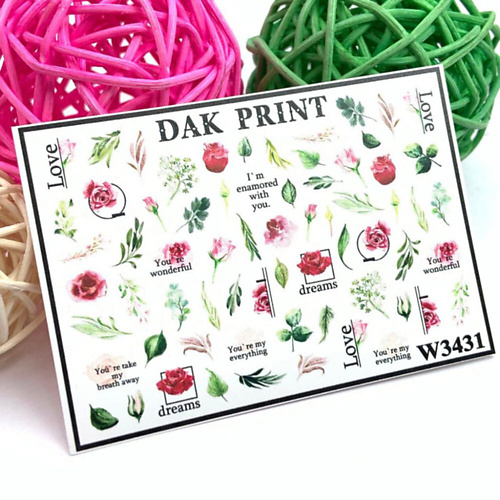 

DAK PRINT Слайдер-дизайн для ногтей W3431, Слайдер-дизайн для ногтей W3431