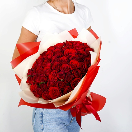 

ЛЭТУАЛЬ FLOWERS Букет из красных роз Кения 51 шт. ( 35 см), Букет из красных роз Кения 51 шт. ( 35 см)