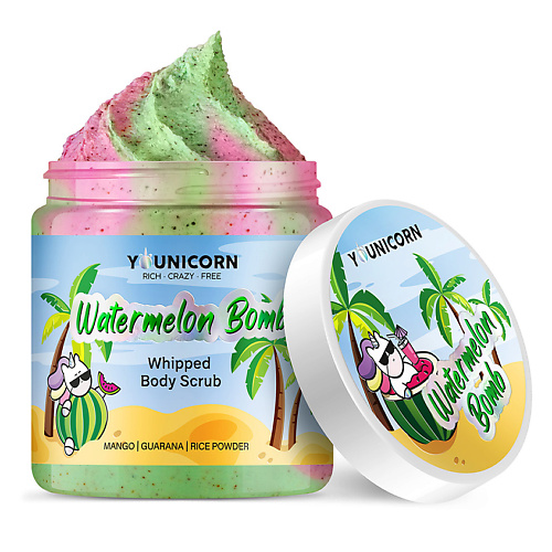

YOUNICORN Взбитый арбузный крем-скраб для тела WATERMELON BOMB, с маслами ши и манго 250.0, Взбитый арбузный крем-скраб для тела WATERMELON BOMB, с маслами ши и манго