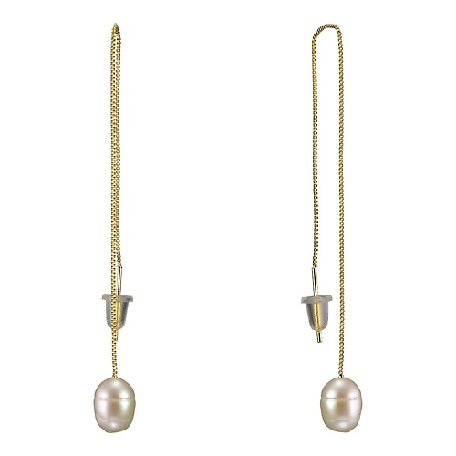 

UVI JEWELLERY Серебристые серьги протяжки с культивированным жемчугом, Серебристые серьги протяжки с культивированным жемчугом