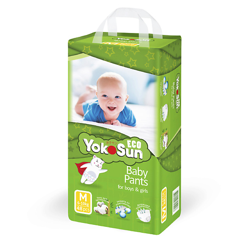 

YOKOSUN Детские подгузники-трусики линейки Eco размер М (6-10 кг) 48.0, Детские подгузники-трусики линейки Eco размер М (6-10 кг)