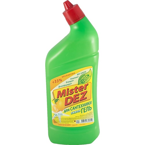 

MISTER DEZ Eco-Cleaning Гель для сантехники/антиржавчина "Лимон" (без хлора) 750, Eco-Cleaning Гель для сантехники/антиржавчина "Лимон" (без хлора)