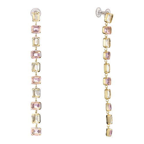 

UVI JEWELLERY Золотистые серьги с крупными разноцветными кристаллами, Золотистые серьги с крупными разноцветными кристаллами