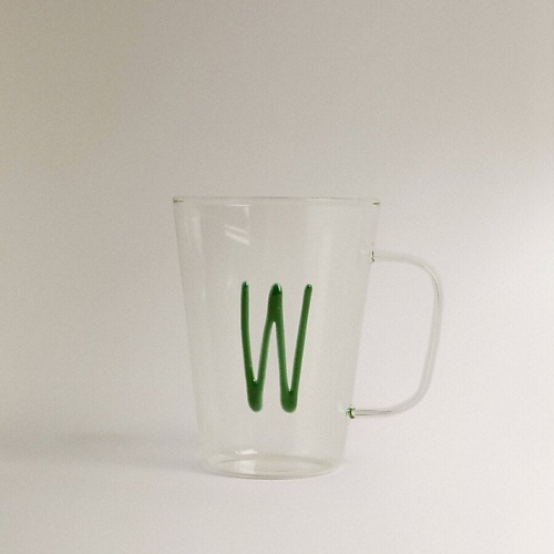 

ZARA HOME Боросиликатная кружка с буквой W, Боросиликатная кружка с буквой W