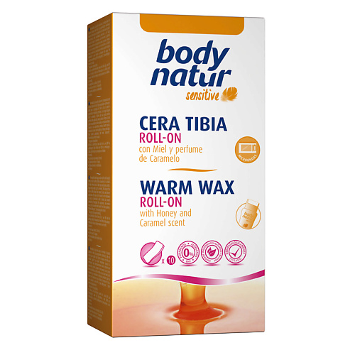 

BODY NATUR Теплый воск для депиляции с роликовым аппликатором с медом и карамелью для микроволновой печи Warm Wax Roll - On, Теплый воск для депиляции с роликовым аппликатором с медом и карамелью для микроволновой печи Warm Wax Roll - On
