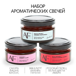 Набор из 3 шт ароматических свечей (имбирь/флер/сакура)