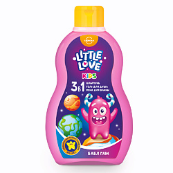 Шампунь + гель для душа + пена для ванны для детей 3 в 1 Little love бабл гам
