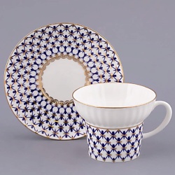 Чашка с блюдцем кофейная "Кобальтовая сетка"