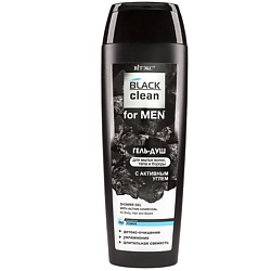 Гель-душ с активным углем для мытья волос, тела и бороды Black Clean for Men