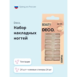 Набор накладных ногтей с клеевыми стикерами ESSENTIAL taupe
